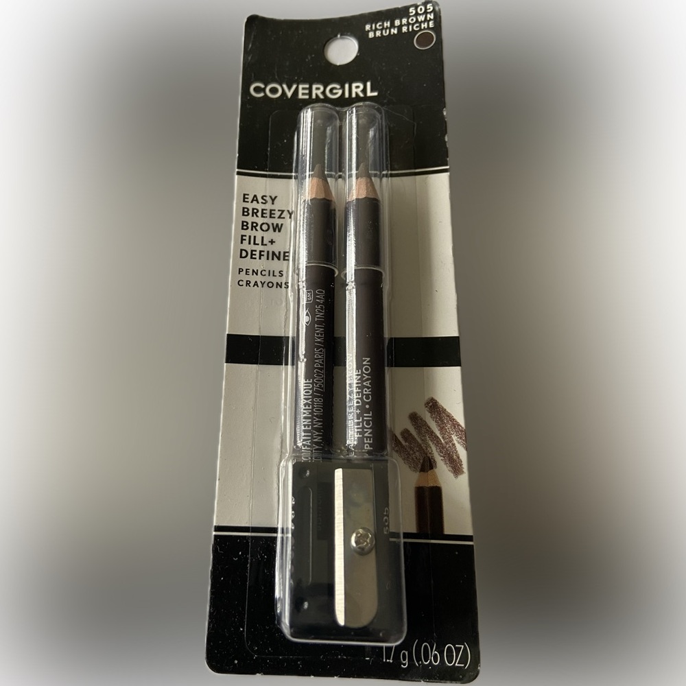 COVERGIRL Rich Brown Brow Pencil Duo With Sharpener NEW